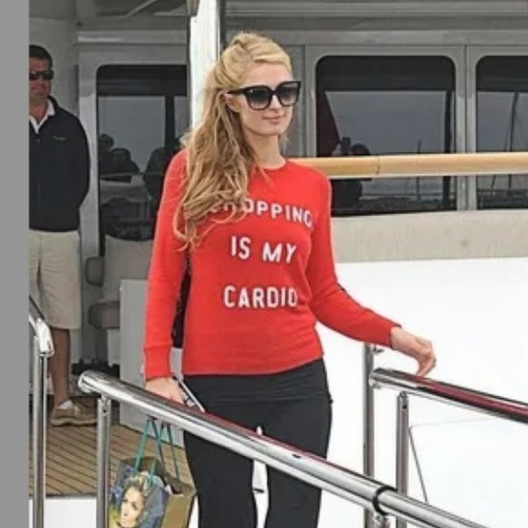 Wildfox Couture White Label Shopping is my Cardio red sequin pullover size large - Picture 1 of 3